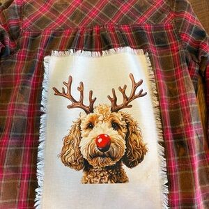 Plaid Button Down Shirt with Dog Print